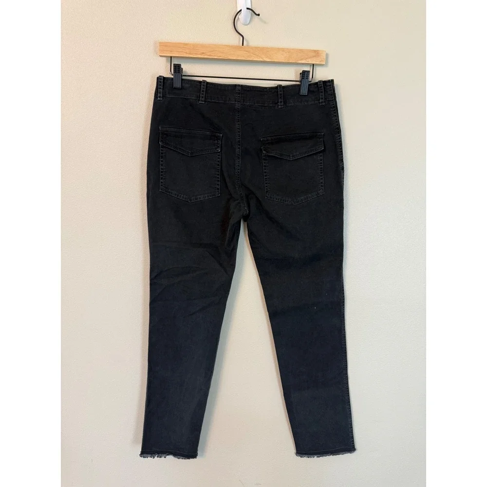 Nili Lotan Jenna Pants Washed Black High Rise Crop Raw Hem Size 2
